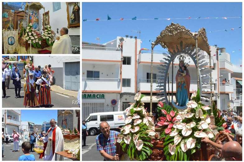 La Virgen de Las Nieves, durante su procesión por Lomo Magullo (Foto FJS)